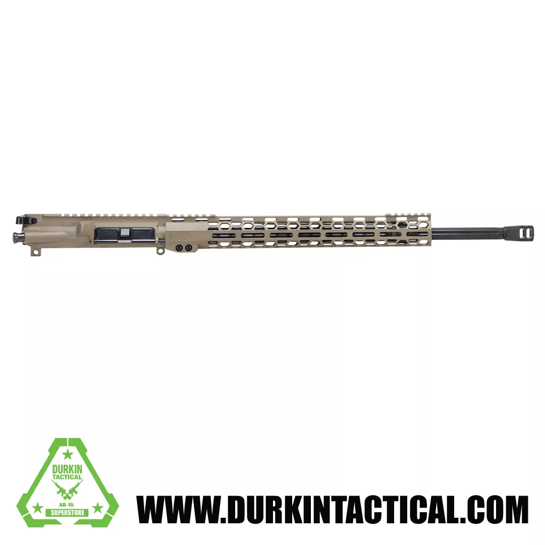 20″ .223/5.56 Wylde | Fluted Barrel | 1:8 twist | Complete Upper Assembly with 15″ Honeycomb Handguard | Cerakote FDE