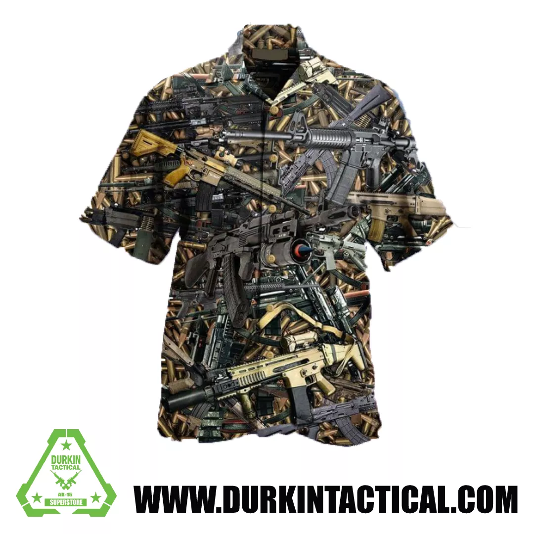 3D Firearms Printed Hawaiian Shirt – Small