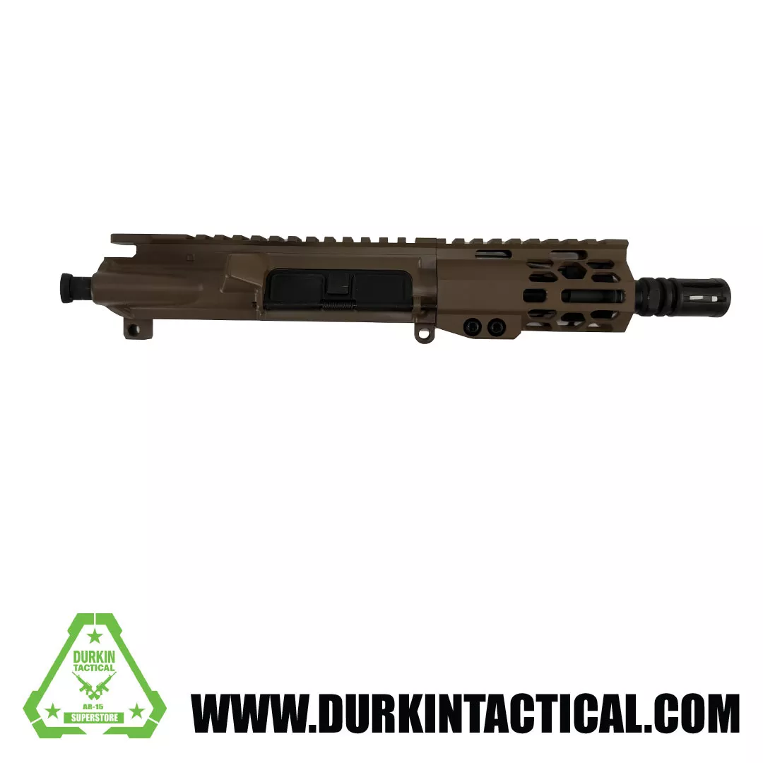 5″ .223/5.56 FDE Assembled Upper with a Forged Upper Receiver and 4″ Handguard (No BCG/ No CHH)