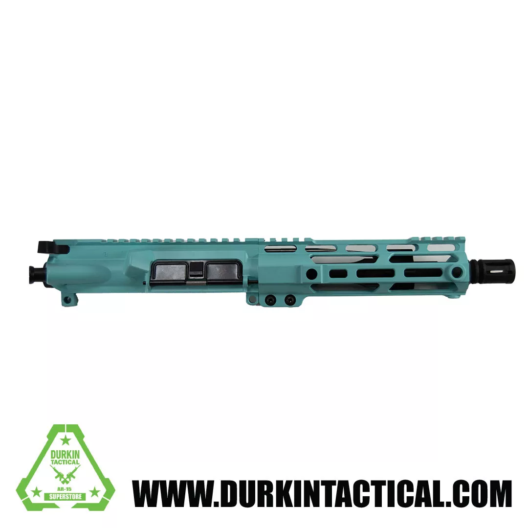 7.5″ .223/5.56 Robin Egg Blue Complete Upper with a 7″ Robin Egg Blue Handguard