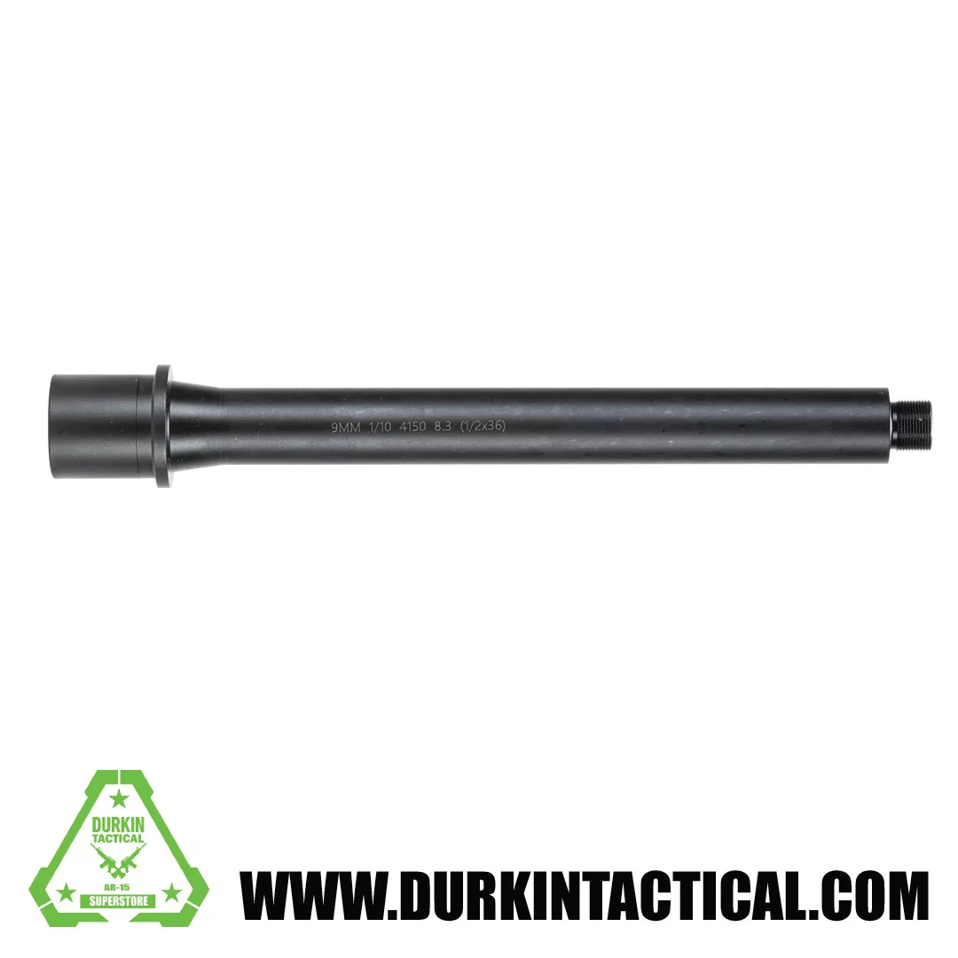 8.3″ 9MM | Medium Profile | 4150 CrMoV | 1:10 twist | Black Nitride | 1/2 x 36 Barrel