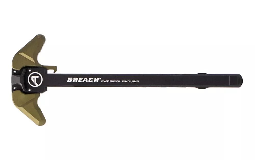 Aero Precision AR15 BREACH Ambi Charging Handle, Large Lever | OD Green / Black