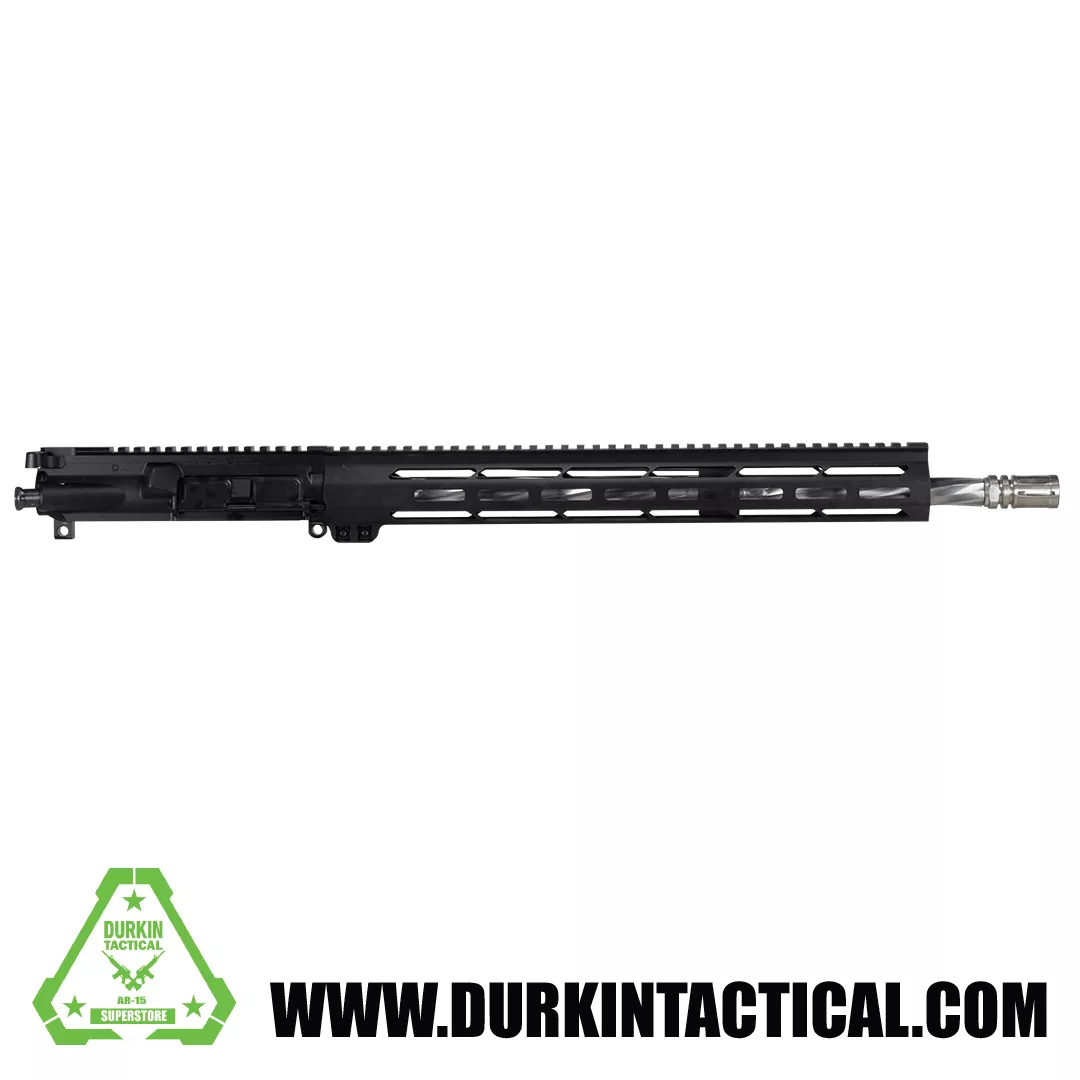 AR-15 Assembled Upper/ 17″ .223 Wylde Flat Flute Spiral Stainless Steel Barrel/ 1:8 Twist/ Mid-Length Gas System/ 15″ Handguard
