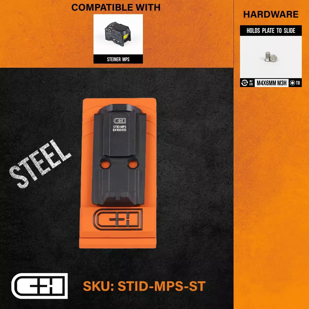 C&H Precision, Optic Plate, STACCATO DUO™ to Steiner MPS (STEEL) (STID-MPS)