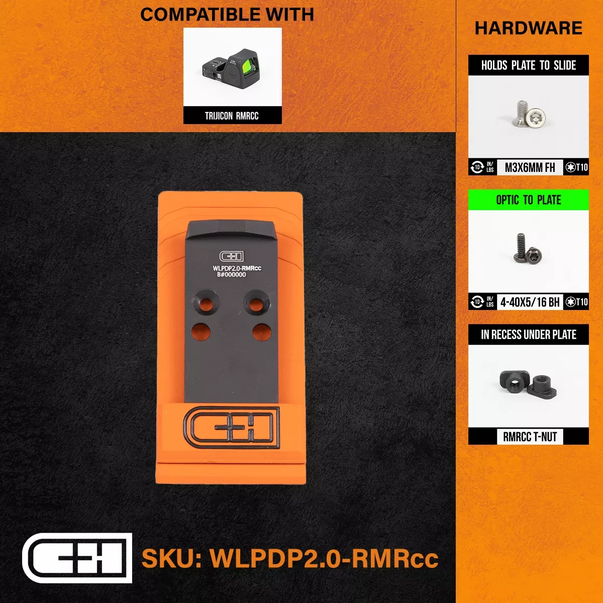 C&H Precision, Optic Plate, Walther PDP 2.0 (WLPDP2.0-RMRCC)