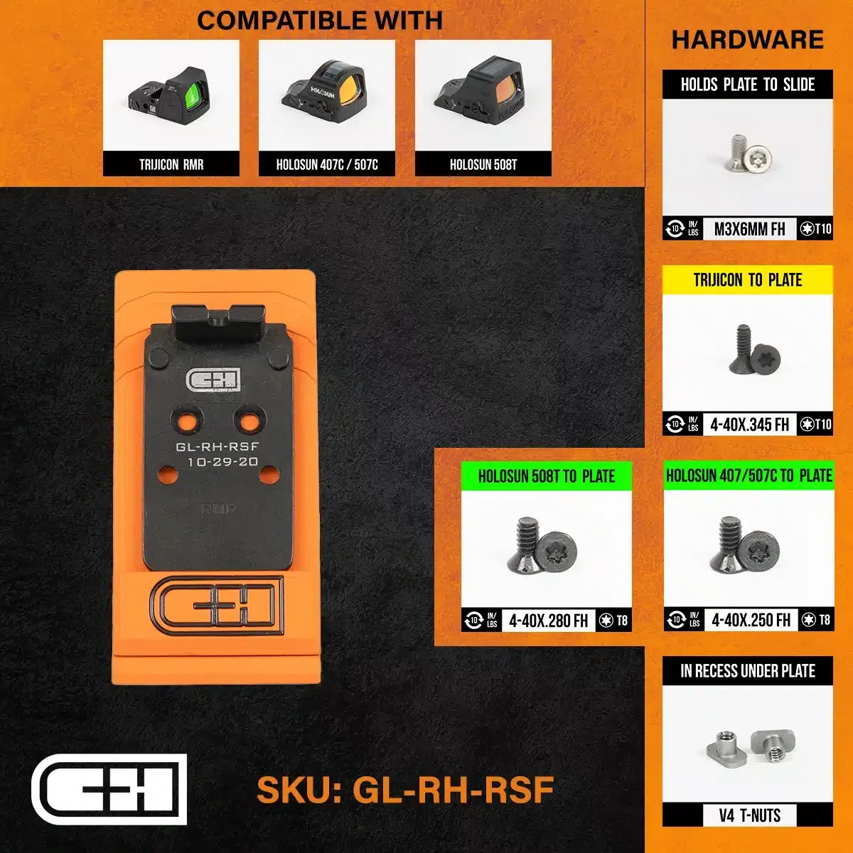 C&H Precision V4 MIL/LEO Adapter, Glock MOS(GL-RH-RSF)