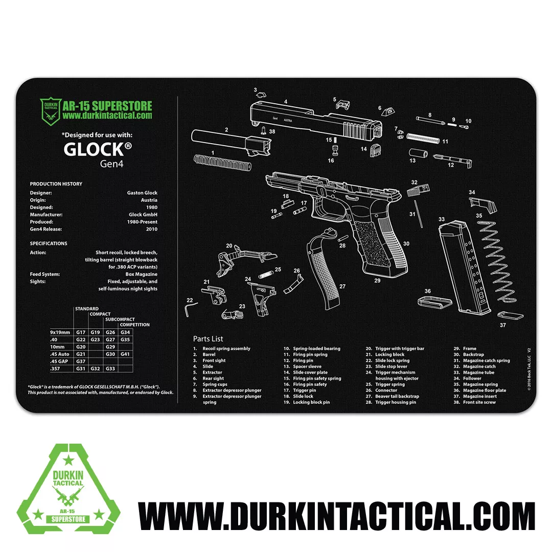 Durkin Tactical Glock Gen 4 Gun Cleaning Mat 17″ X 11″