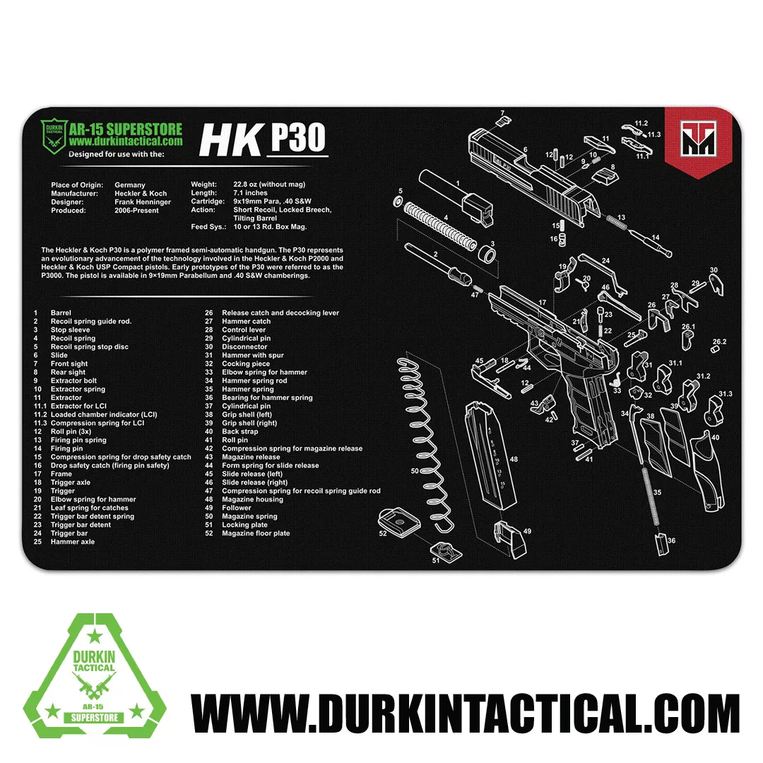 Durkin Tactical Heckler & Koch P30 Gun Cleaning Mat 17″ x 11″