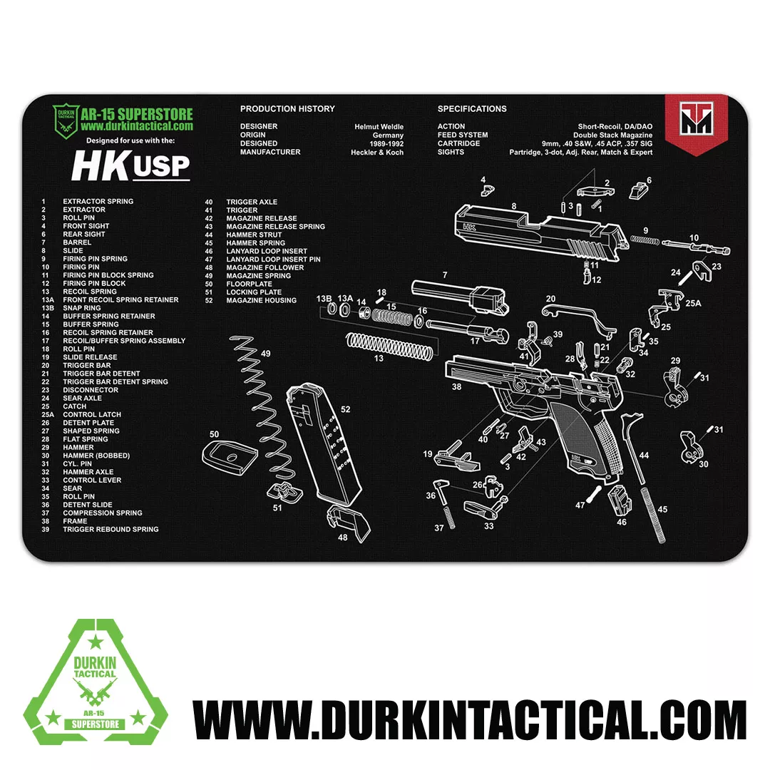 Durkin Tactical Heckler & Koch USP Gun Cleaning Mat 17″ x 11″