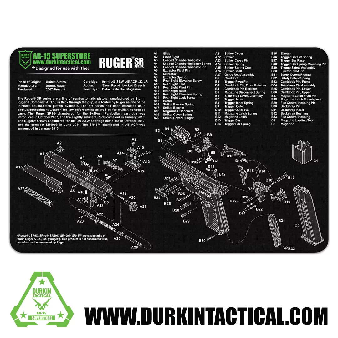 Durkin Tactical Ruger SR 9 (SR 40) Gun Cleaning Mat 17″ x 11″