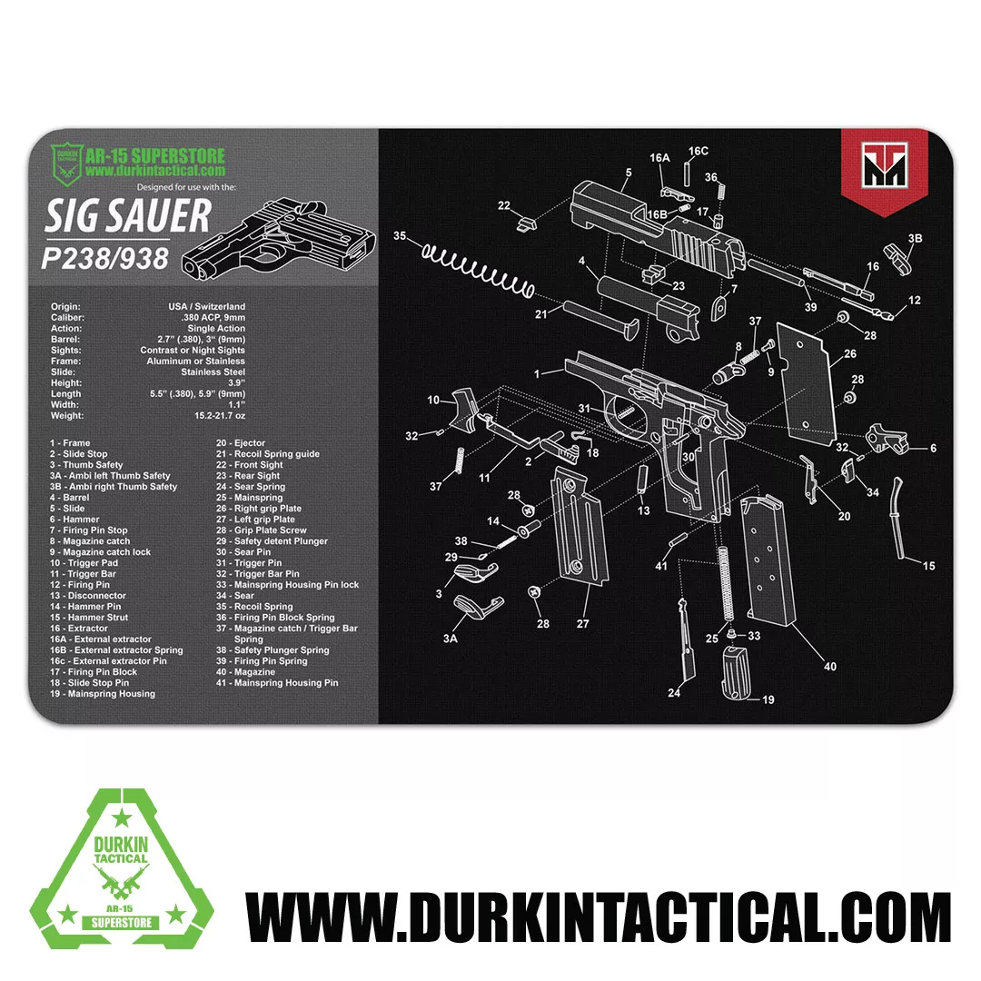 Durkin Tactical SIG Sauer P238 Black Gun Cleaning Mat 17″x11″