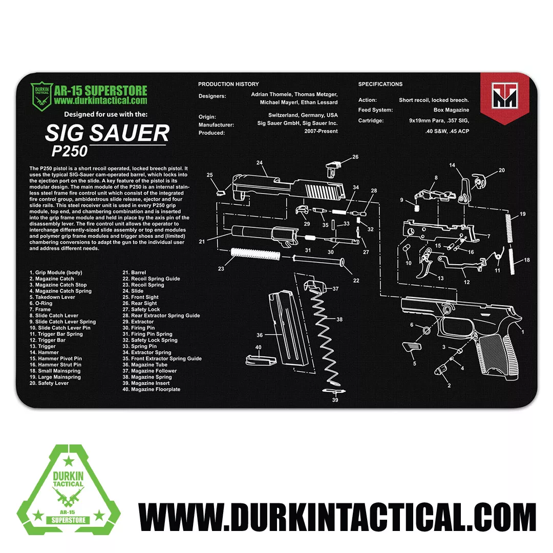 Durkin Tactical Sig Sauer P250 Gun Cleaning Mat 17″ x 11″