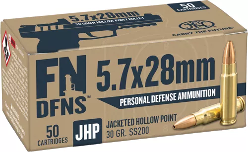 FN 5.7x28mm 30GR JHP Personal Defense Ammo – 50 Rounds