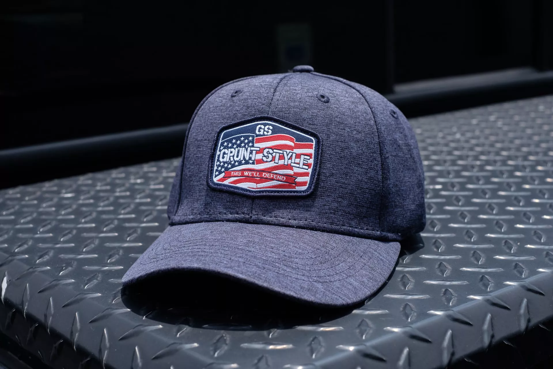 Grunt Style, Old Glory Patch Stretch Fit Hat, Navy Heather (GS5551)