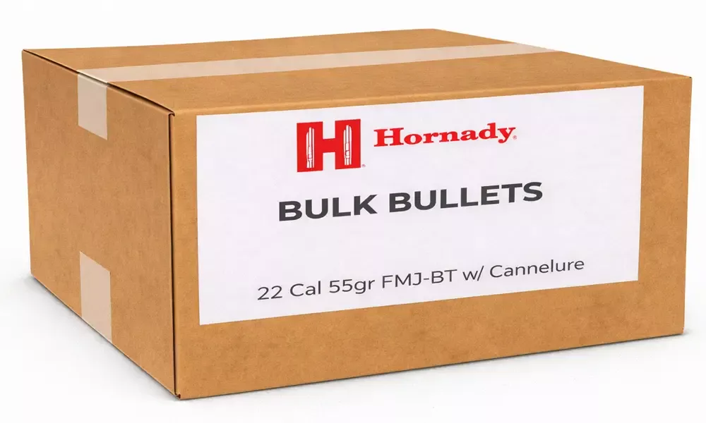 Hornady 22 Cal 55gr FMJ-BT w/ Cannelure (Bulk / OEM)