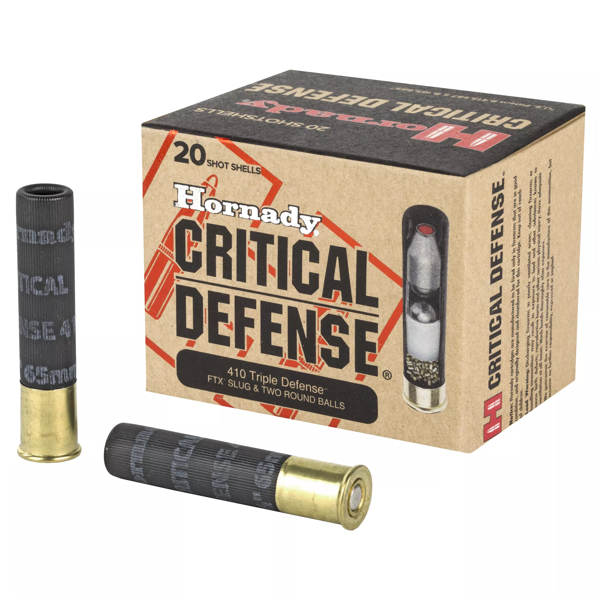 Hornady Critical Defense, 410 Gauge 2.5″ Defender, 20Rd. Box (H86238)