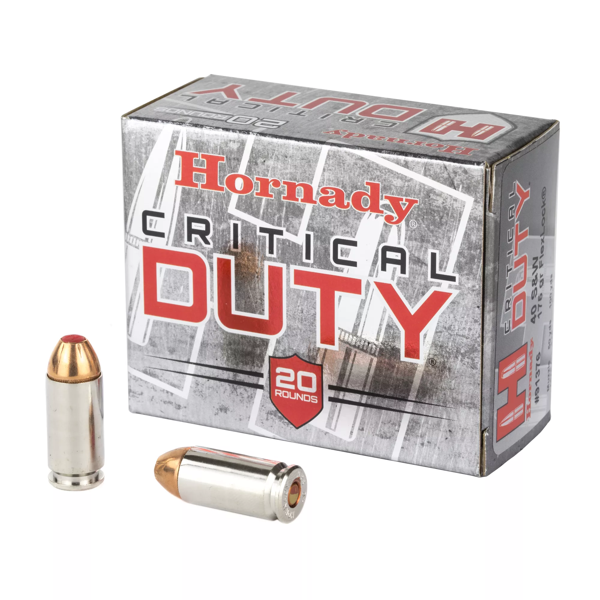 Hornady Critical Duty 40 S&W Ammunition, 175 Gr, Flexlock Duty, 20Rds (91376)