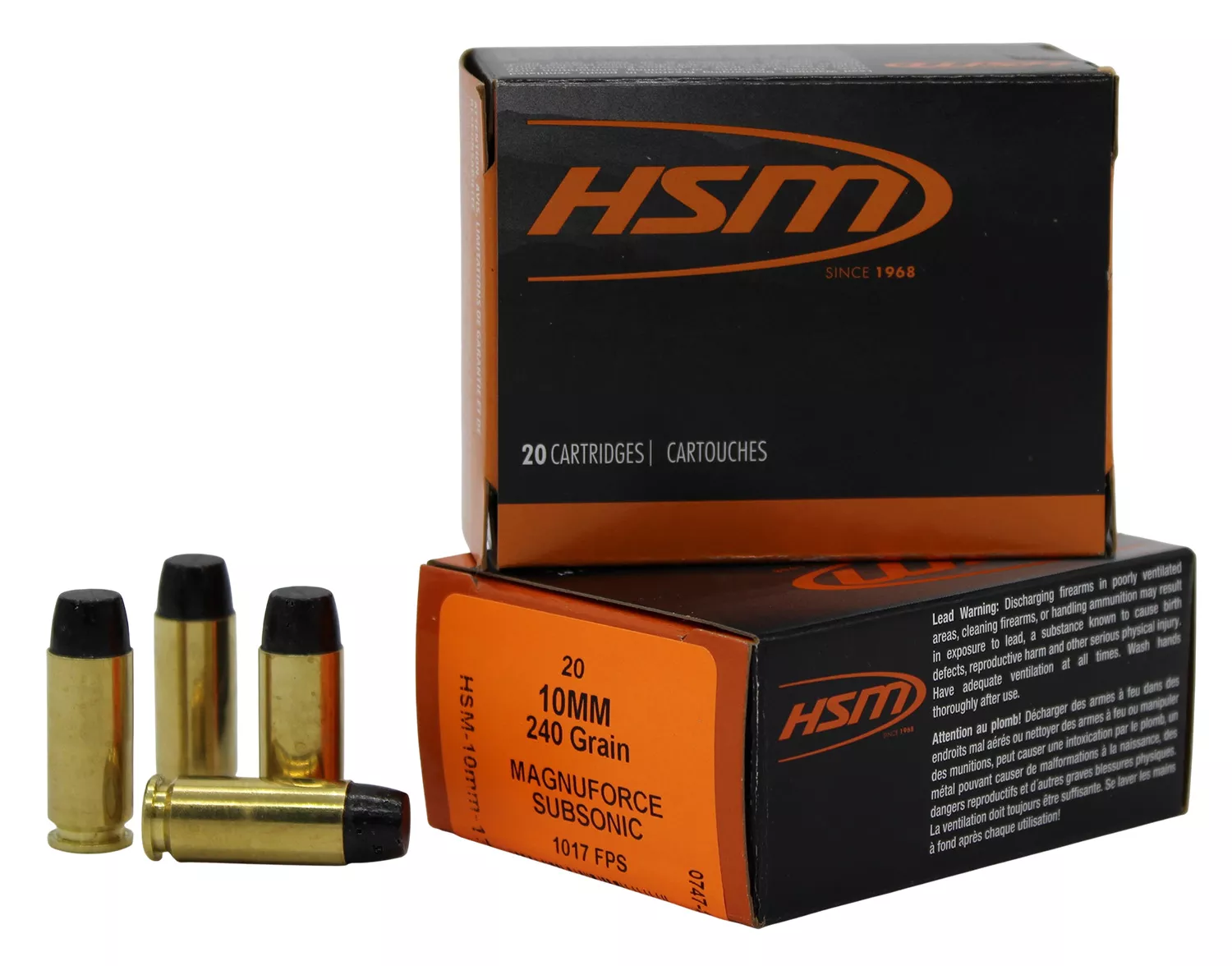 HSM 10mm Auto Subsonic 240gr Ammunition – 20 Rounds