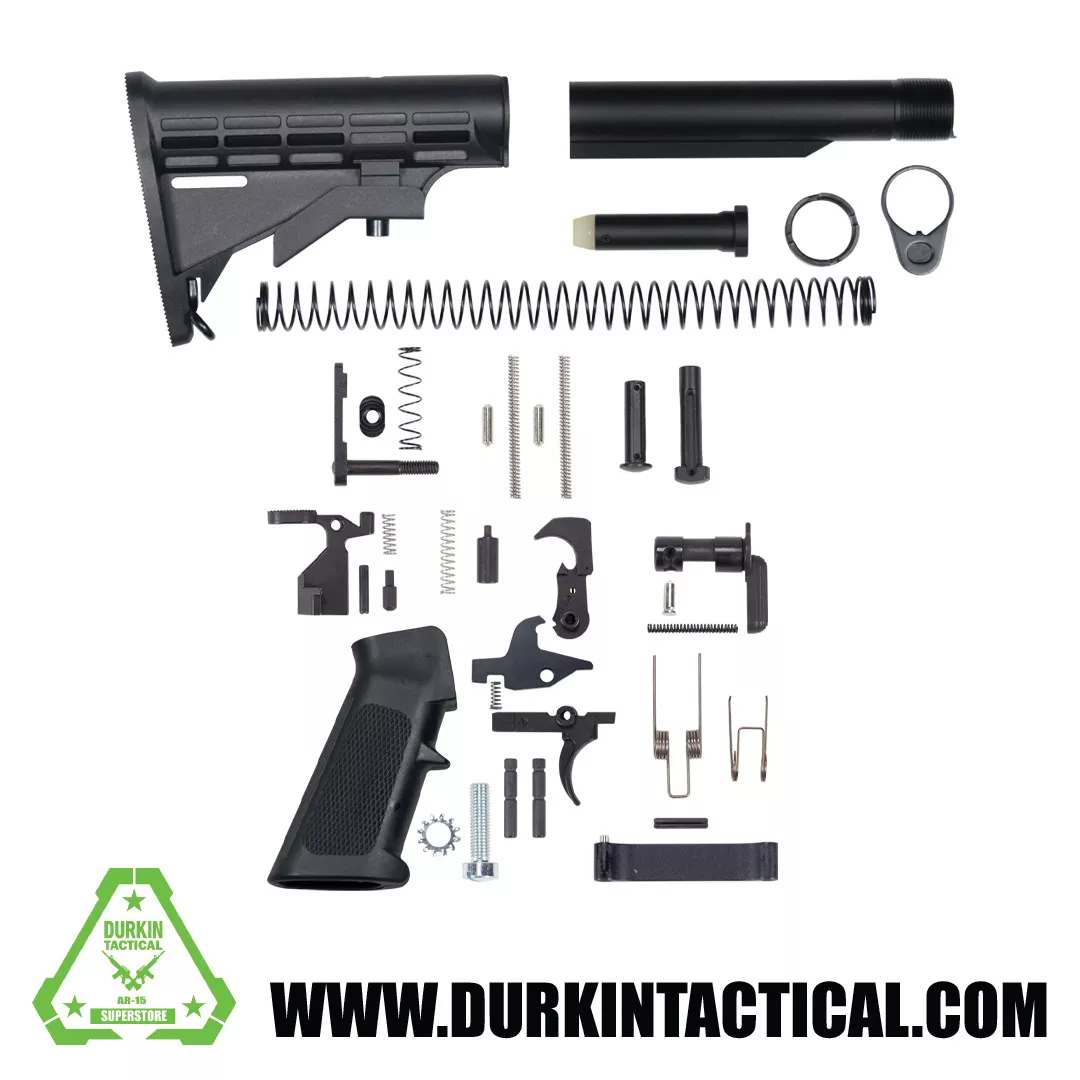L-E Mil-Spec Stock Buffer Tube Kit & Full Lower Parts Kit – Complete AR-15 Lower Setup