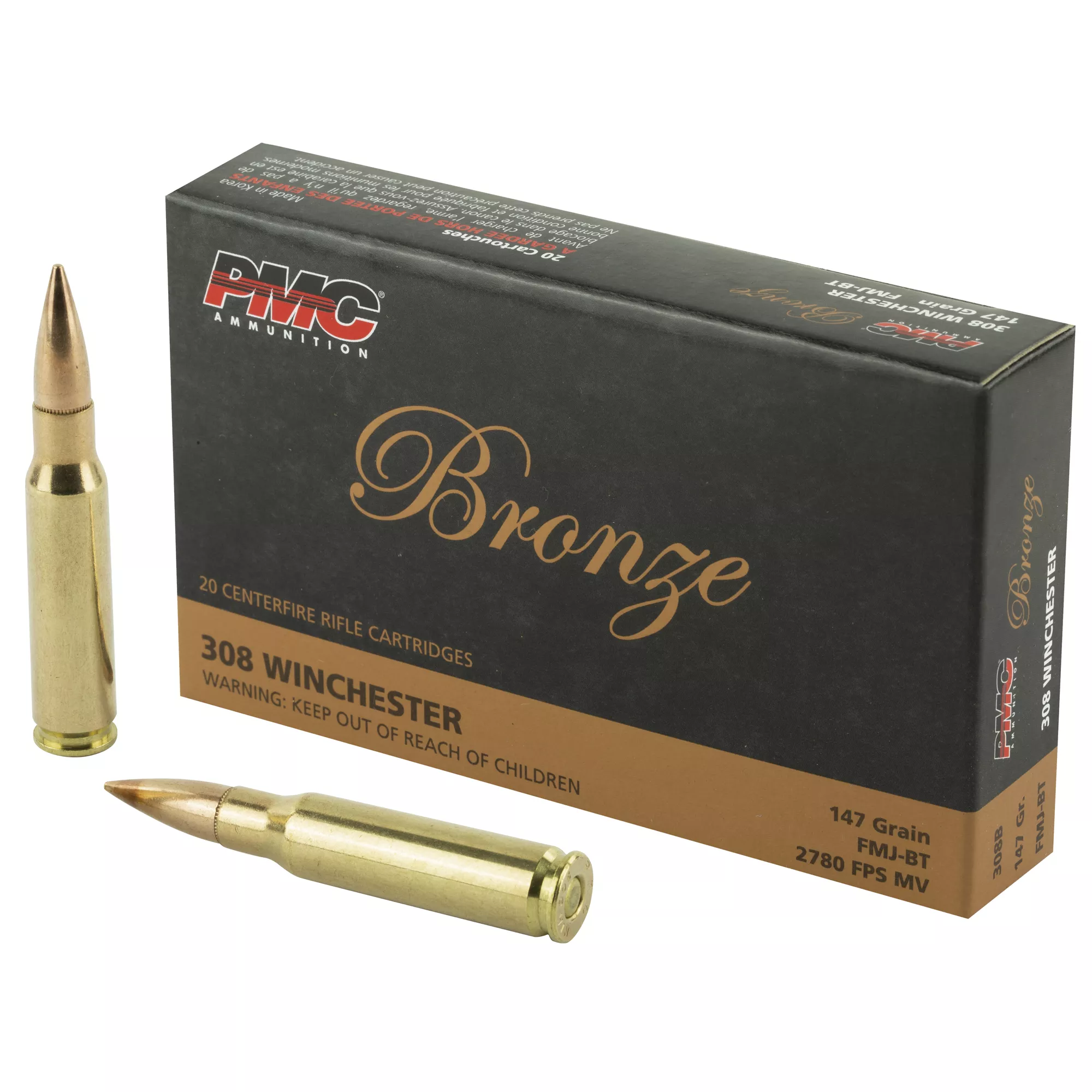 PMC Bronze 308 WIN, 147Grain FMJ Ammunition, 20Rd. Box (308B)