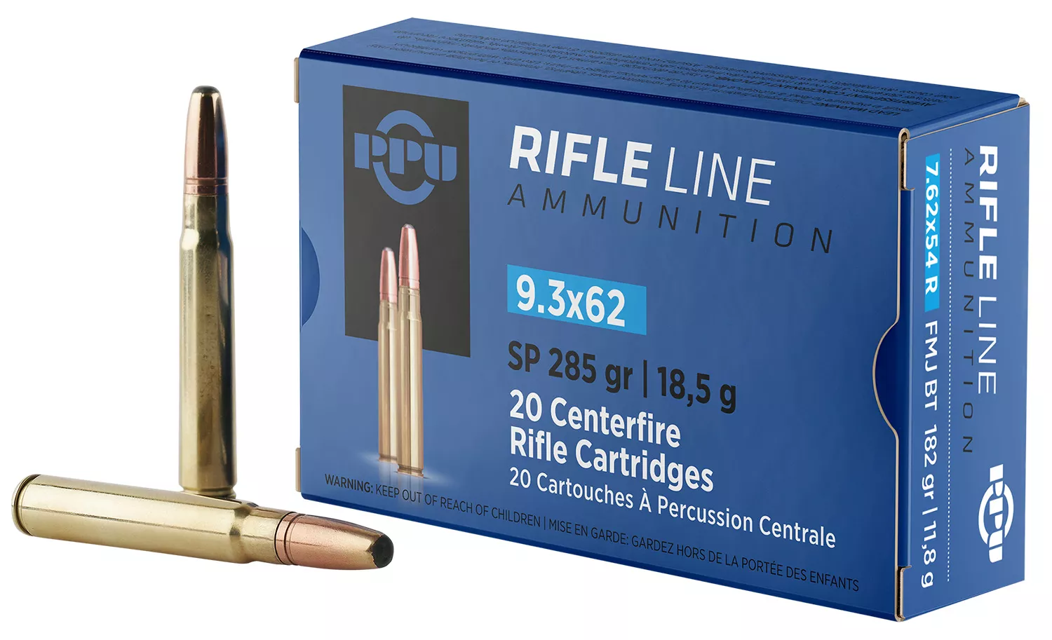 PPU 9.3×62 Mauser 285gr Soft Point Rifle Ammo, 20/Box