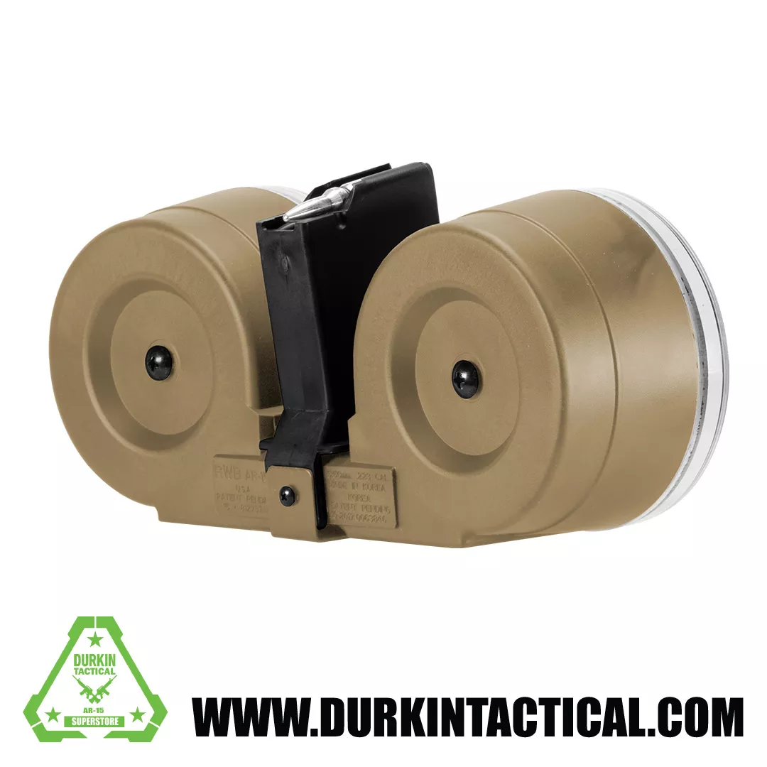RWB AR-15 .223/ 5.56mm 100rd High Capacity Dual Drum Magazine Gen 2 – Desert Tan