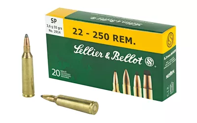 Sellier & Bellot .22-250 55GR Soft Point Ammo – 20 Rounds
