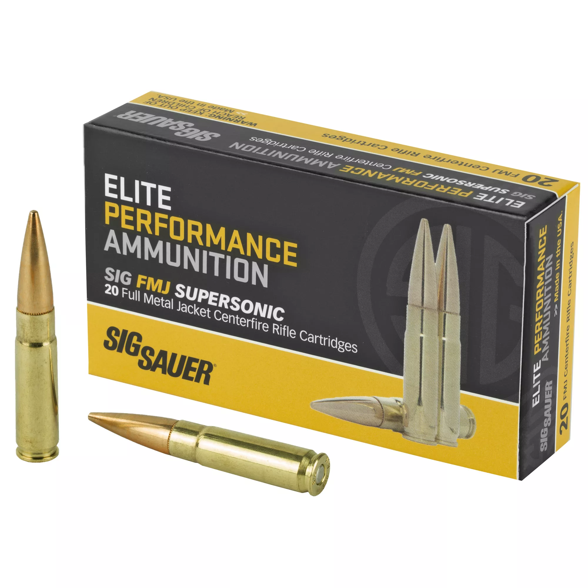 Sig Sauer Elite Performance Ammunition, 308 Winchester, 150gr., Full Metal Jacket, 20rd. Box (E308B1-20)