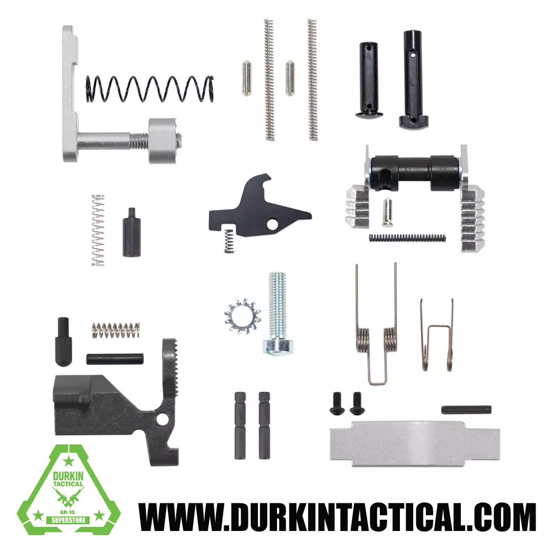 Silver AR-15 Lower Parts Kit Except Trigger, Hammer, and Grip
