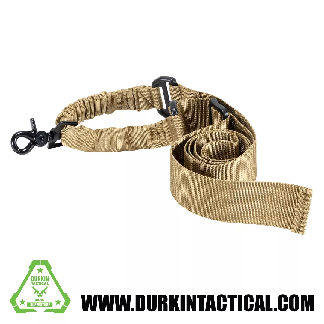 Single Point Adjustable Bungee Sling with Metal QD Hook – FDE
