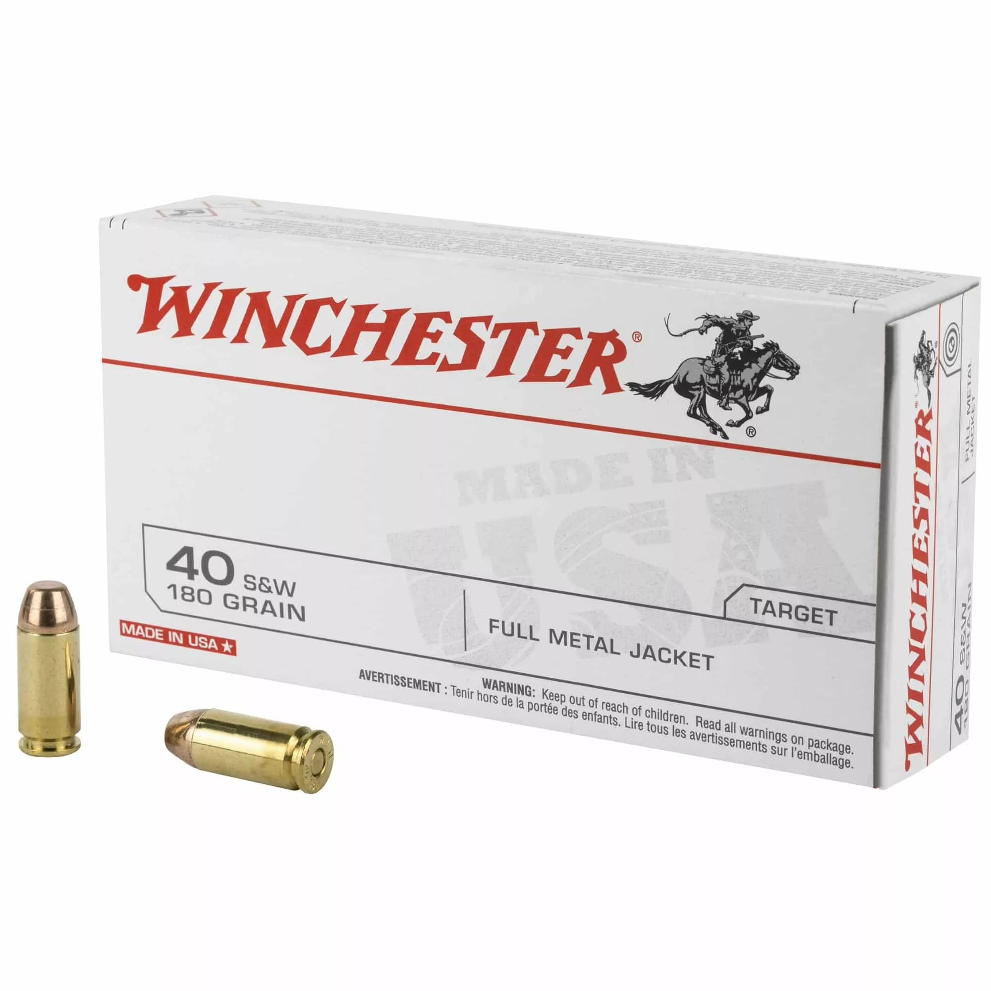 Winchester 40S&W,180 Grain, FMJ Ammunition, 50rd. Box (Q4238)