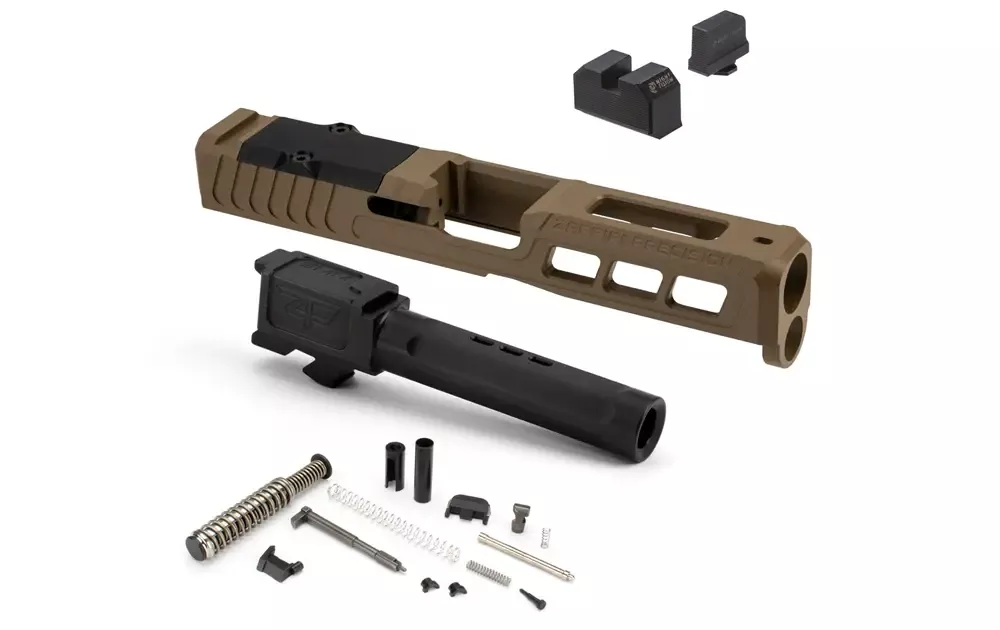 Zaffiri Precision ZPS3 FDE Complete Ported Slide for G19 Gen 5 | Black Barrel